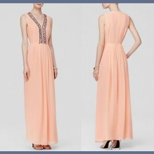 NWT $440 Shoshanna Luna Embellished Trim‎ Gown Cantaloupe Coral [SZ 4 ]